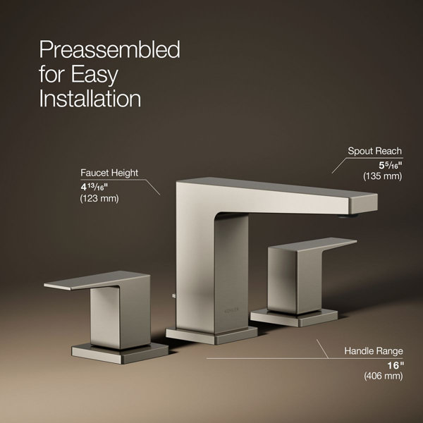 Kohler Honesty Widespread Bathroom Faucet with Pop-Up Drain Assembly, 3 ...